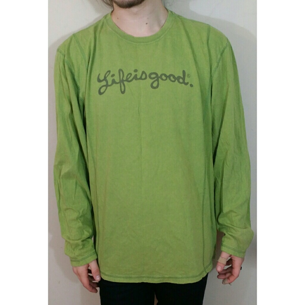 Life is good green long sleeve graphic shirt